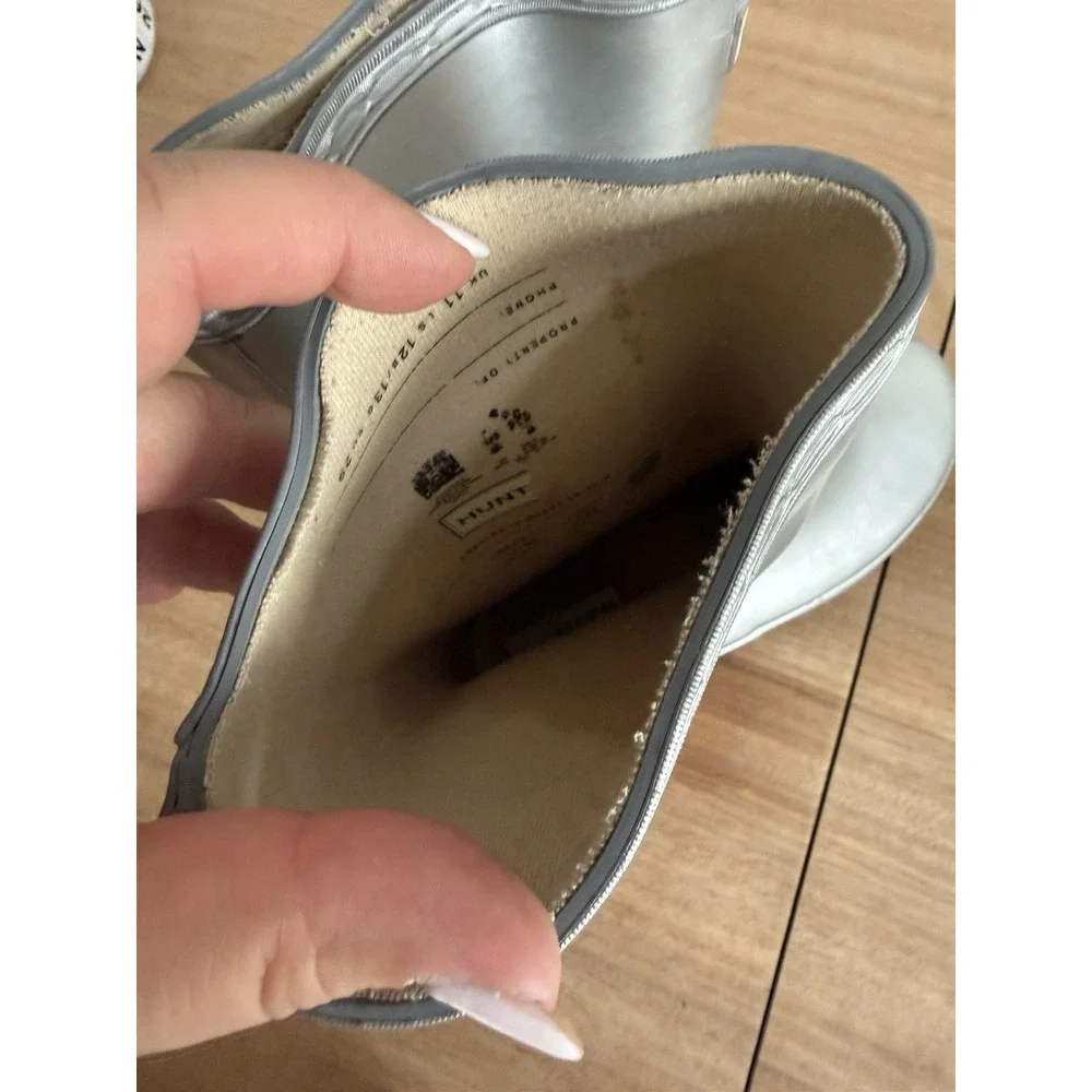 Hunter Kids First Classic Silver Rain Boots Waterproof Rubber Size 11 Toddler